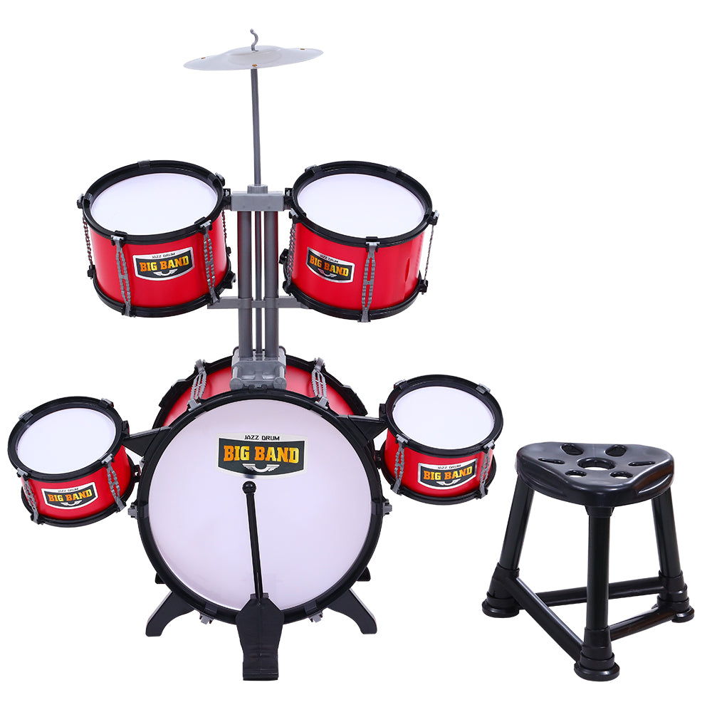 Keezi Kids Drum Kit Set Pretend Play Junior Drums Musical Toys Childrens 7pcs