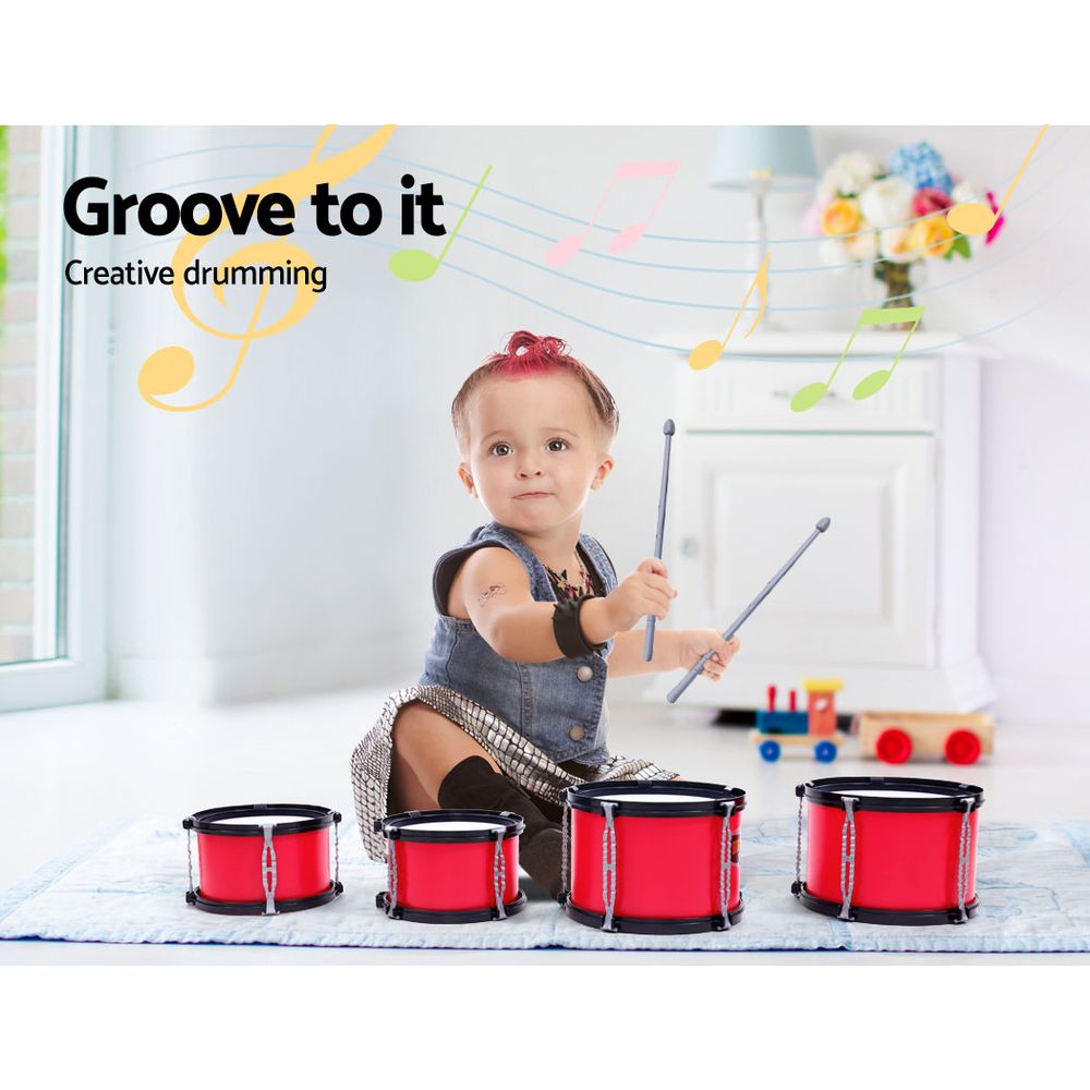 Keezi Kids Drum Kit Set Pretend Play Junior Drums Musical Toys Childrens 7pcs