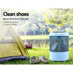 Devanti 3kg Mini Portable Washing Machine, Shoes Wash, Top Load Spin Camp Caravan