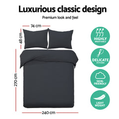 Giselle Bedding Quilt Cover Set Classic Black Super King