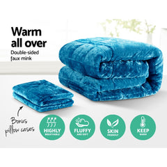 Giselle Bedding Faux Mink Quilt Blue Super King