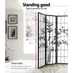 Artiss Room Divider Screen Privacy Dividers Pine Wood Stand Black White 4 Panel