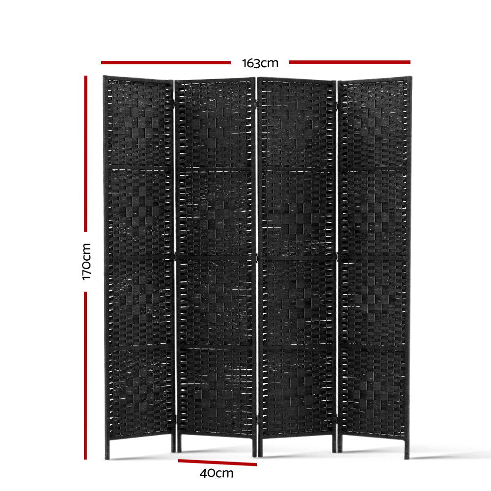 Artiss 4 Panel Room Divider Screen Privacy Dividers Stand Fold Woven Bk