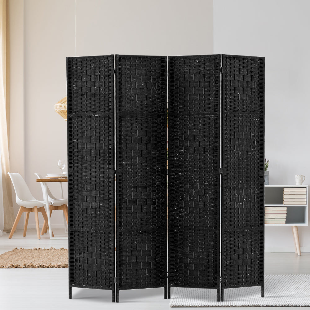 Artiss 4 Panel Room Divider Screen Privacy Dividers Stand Fold Woven Bk