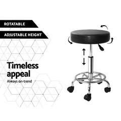 Artiss 2x Salon Stool Round Swivel Chair Black