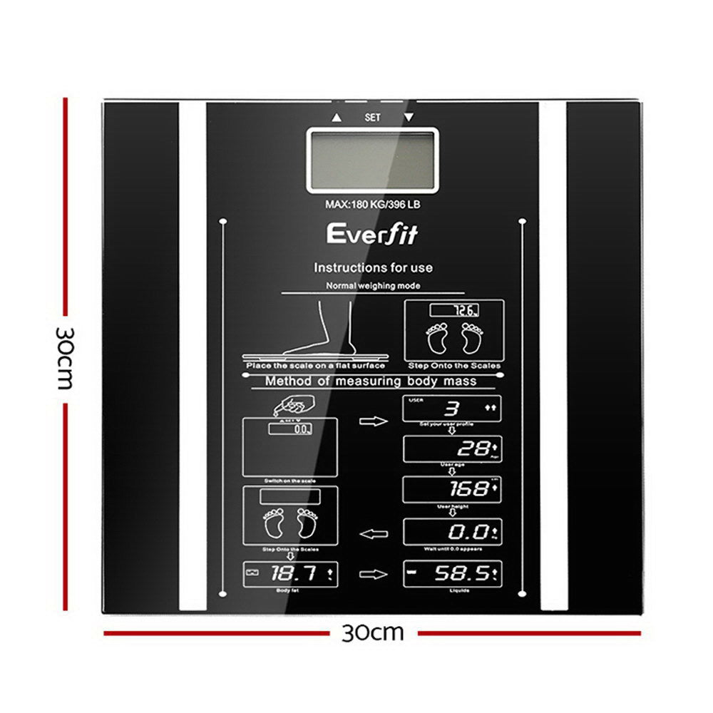 Everfit Electronic Digital Bathroom Scales Body Fat Scale Monitor Tracker 180kg