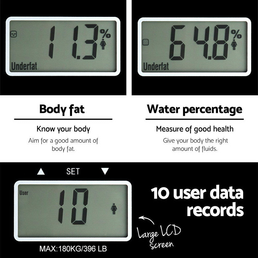 Everfit Electronic Digital Bathroom Scales Body Fat Scale Monitor Tracker 180kg