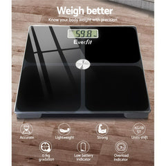 Everfit Bathroom Scales Digital Weighing Scale 180kg Electronic Monitor Tracker