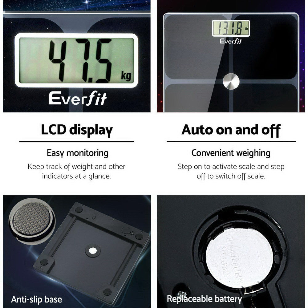 Everfit Bathroom Scales Digital Weighing Scale 180kg Electronic Monitor Tracker