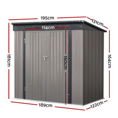 Giantz Garden Shed 1.95x1.31M Sheds Outdoor Storage Steel Workshop House Tool Double Door