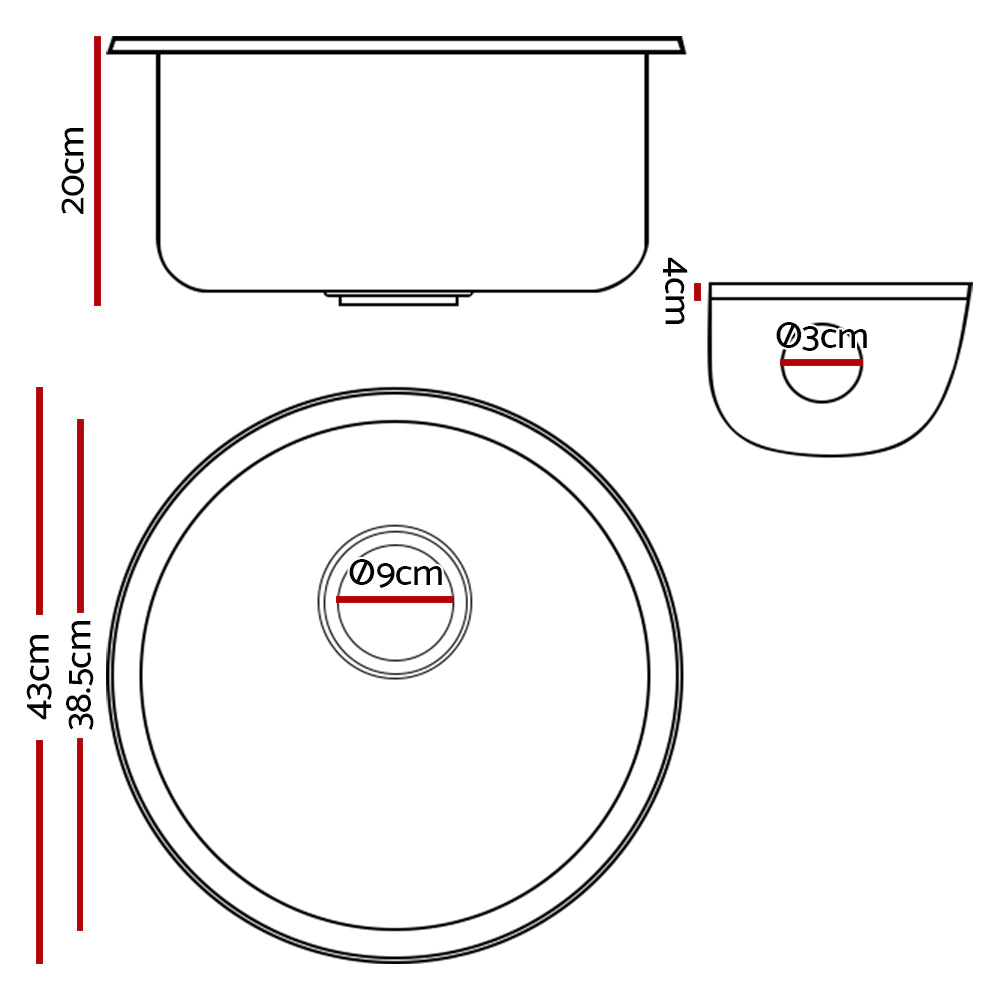 Cefito Kitchen Sink Laundry Basin Stone Sink Granite Under/Topmount Round 430mm