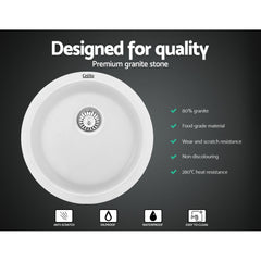 Cefito Kitchen Sink Laundry Basin Stone Sink Granite Under/Topmount Round 430mm