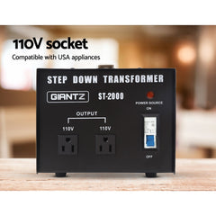 Giantz Step Down Transformer 2000W 240V TO 110V Stepdown Voltage Converter AU-US