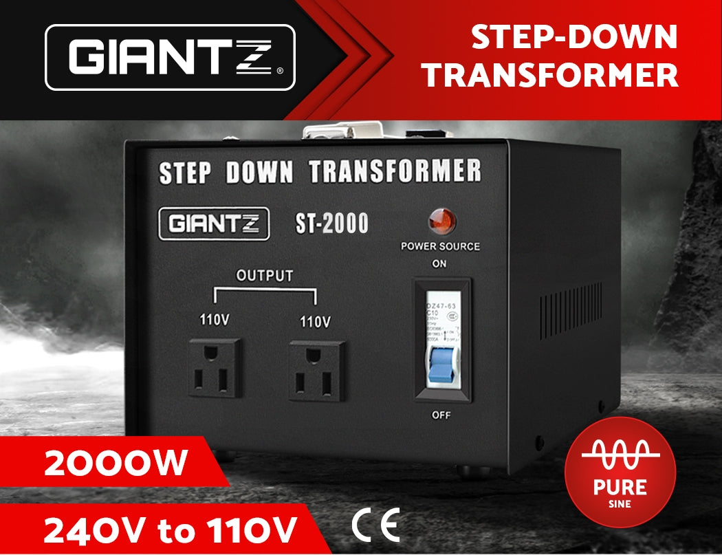 Giantz Step Down Transformer 2000W 240V TO 110V Stepdown Voltage Converter AU-US