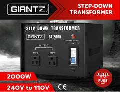 Giantz Step Down Transformer 2000W 240V TO 110V Stepdown Voltage Converter AU-US