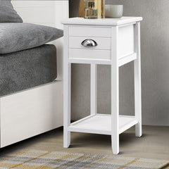 Artiss Bedside Tables Drawers Side Table Cabinet Nightstand White Vintage Unit