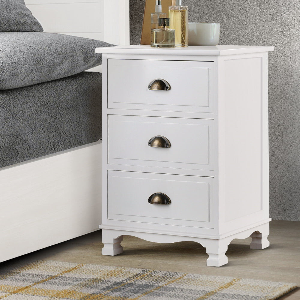 Artiss Bedside Tables Drawers Side Table Storage Cabinet Dresser White Vintage