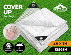 Instahut Tarp Tarpaulin 4x7m Heavy Duty Camping Cover Clear