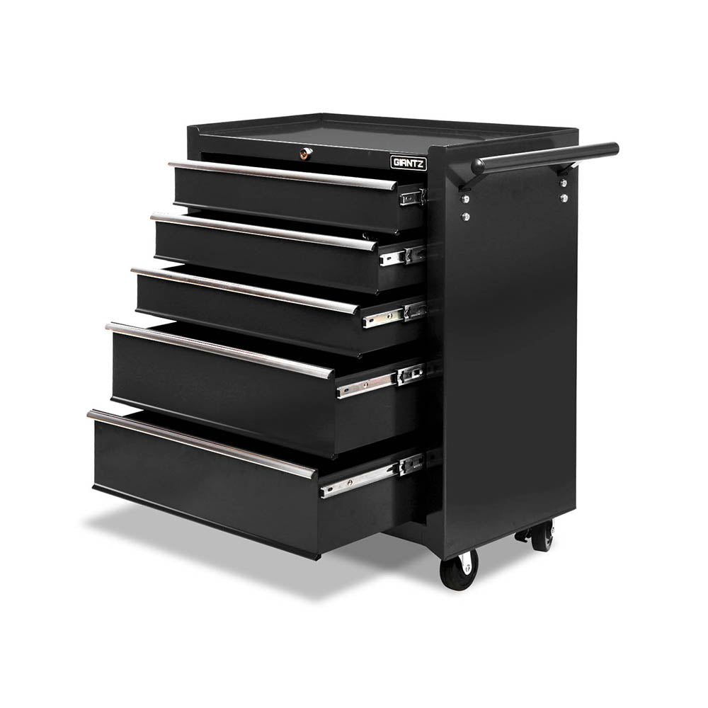 Giantz 5 Drawer Tool Box Cabinet Chest Trolley Box Garage Storage Toolbox Black