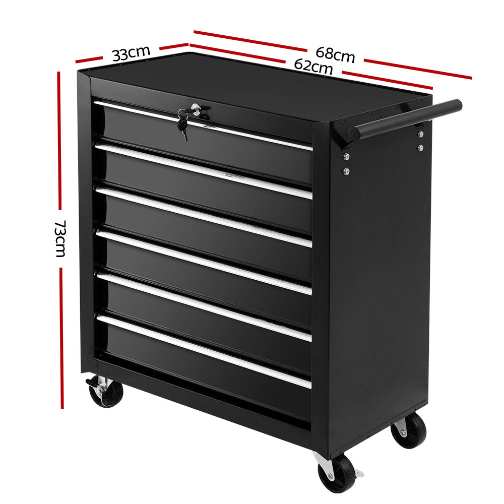 Giantz 6 Drawer Tool Box Cabinet Chest Trolley Cart Garage Toolbox Storage