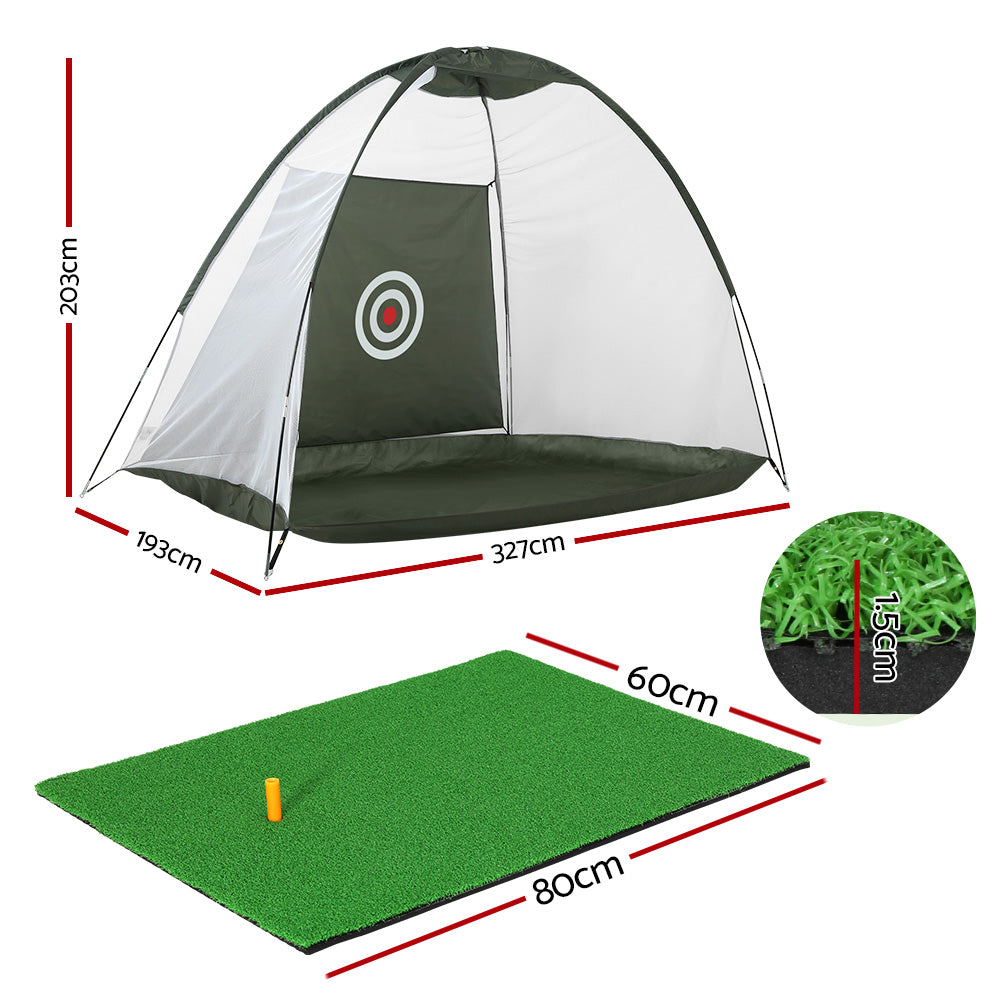 Everfit 3M Golf Practice Net And Training Mat Set Driving Target Green