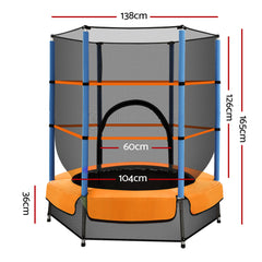 Everfit 4.5FT Trampoline for Kids w/ Enclosure Safety Net Rebounder Gift Orange