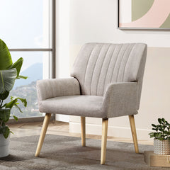 Artiss Armchair Fabric Beige Sebastini