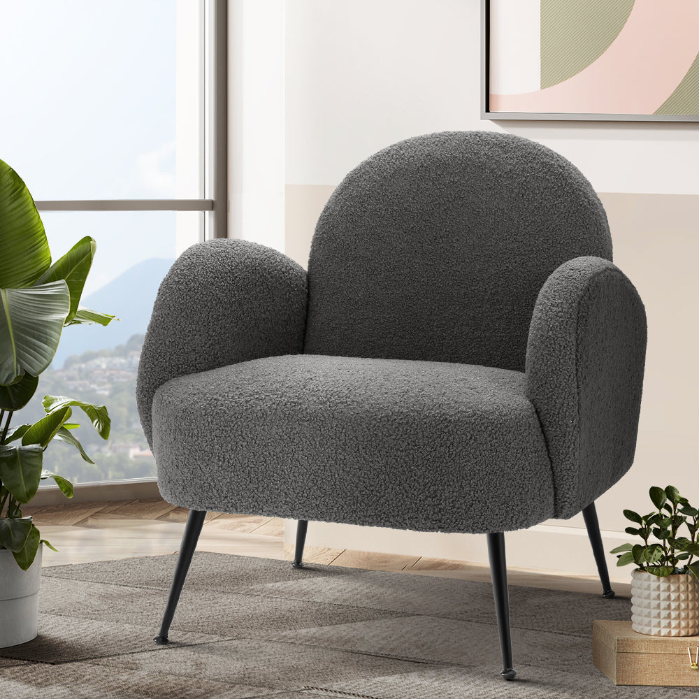 Artiss Armchair Boucle Charcoal Hanes