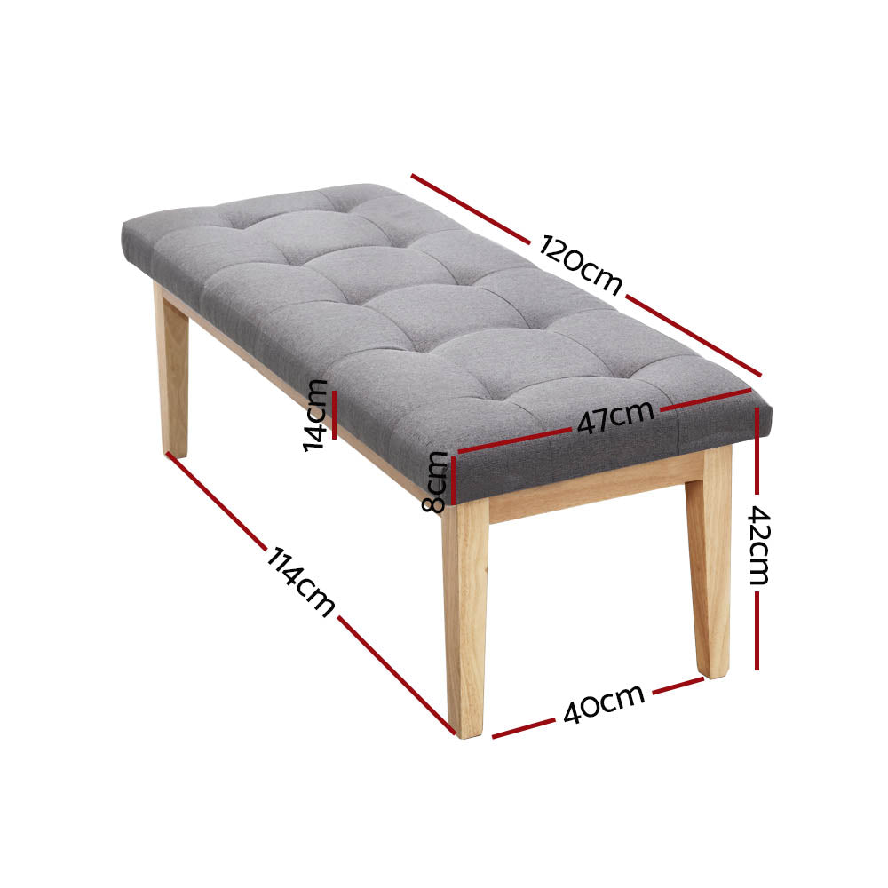 Artiss Bench Bedroom Benches Ottoman Upholstered Fabric Chair Foot Stool 120cm