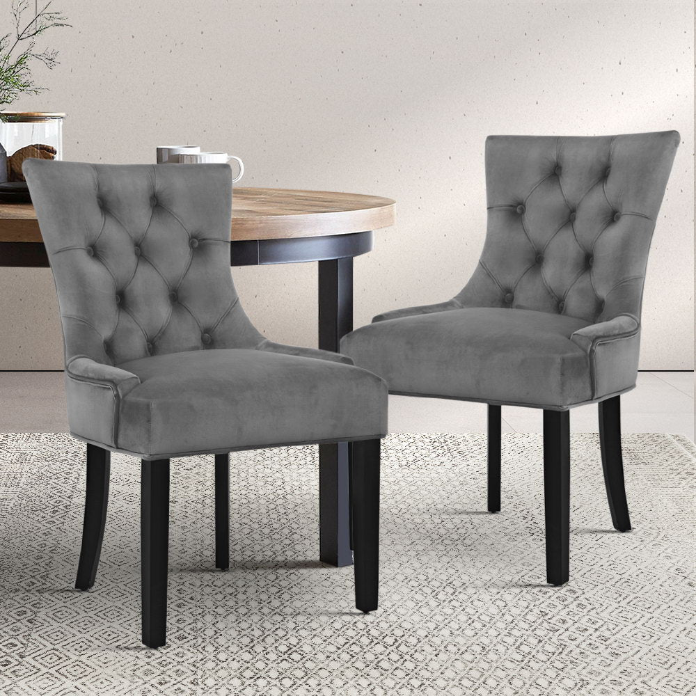 Artiss Dining Chairs Set of 2 Velvet French Provincial Grey