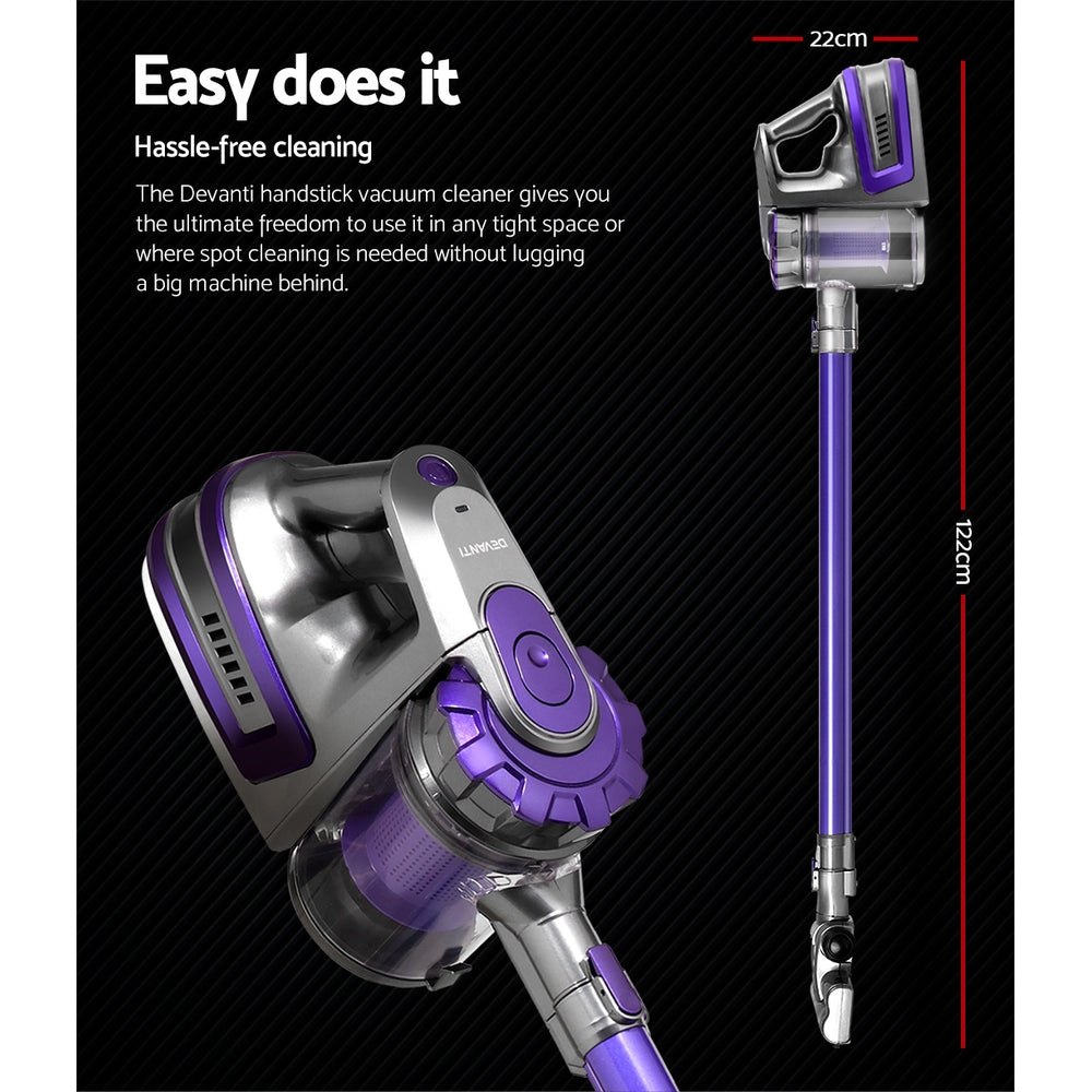 Devanti Handheld Vacuum Cleaner Cordless Bagless 150W Purple