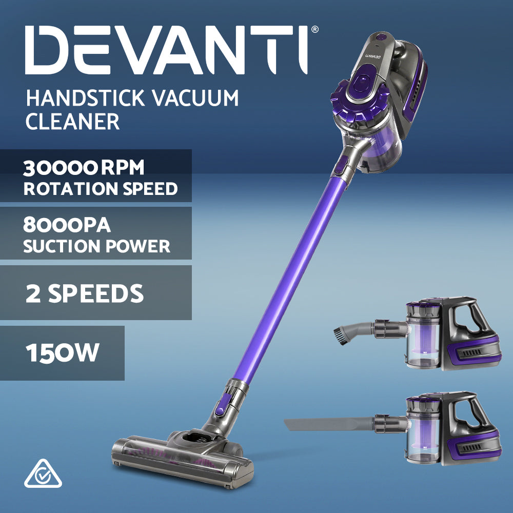 Devanti Handheld Vacuum Cleaner Cordless Bagless 150W Purple