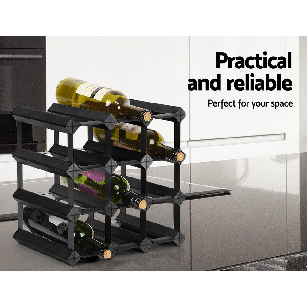 Artiss Wine Rack 12 Bottle Black