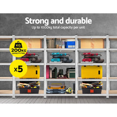 Giantz 5x1.8M Garage Shelving Warehouse Rack Pallet Racking Storage Shelf Silver