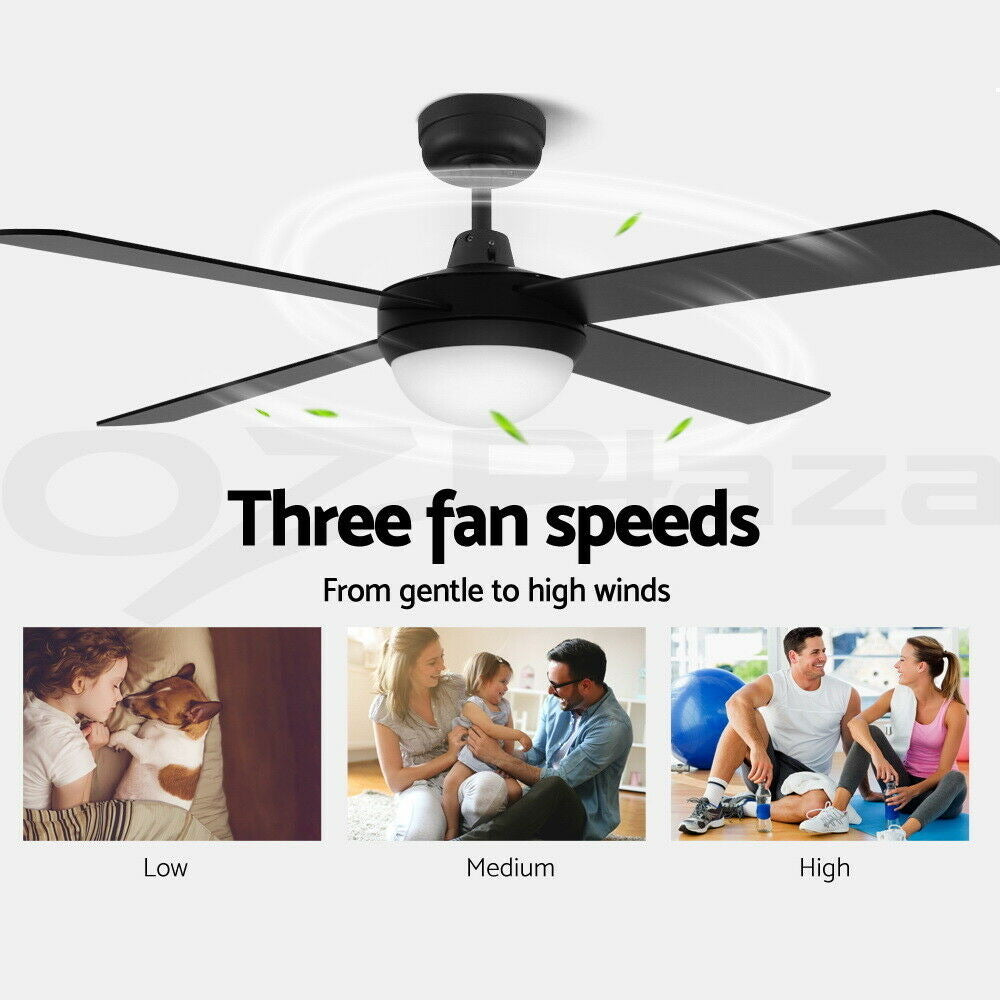 Devanti 52'' Ceiling Fan AC Motor w/Light w/Remote - Black