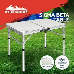 Weisshorn Folding Camping Table 90CM Adjustable Portable Outdoor Picnic Desk