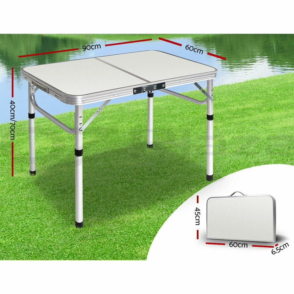 Weisshorn Folding Camping Table 90CM Adjustable Portable Outdoor Picnic Desk