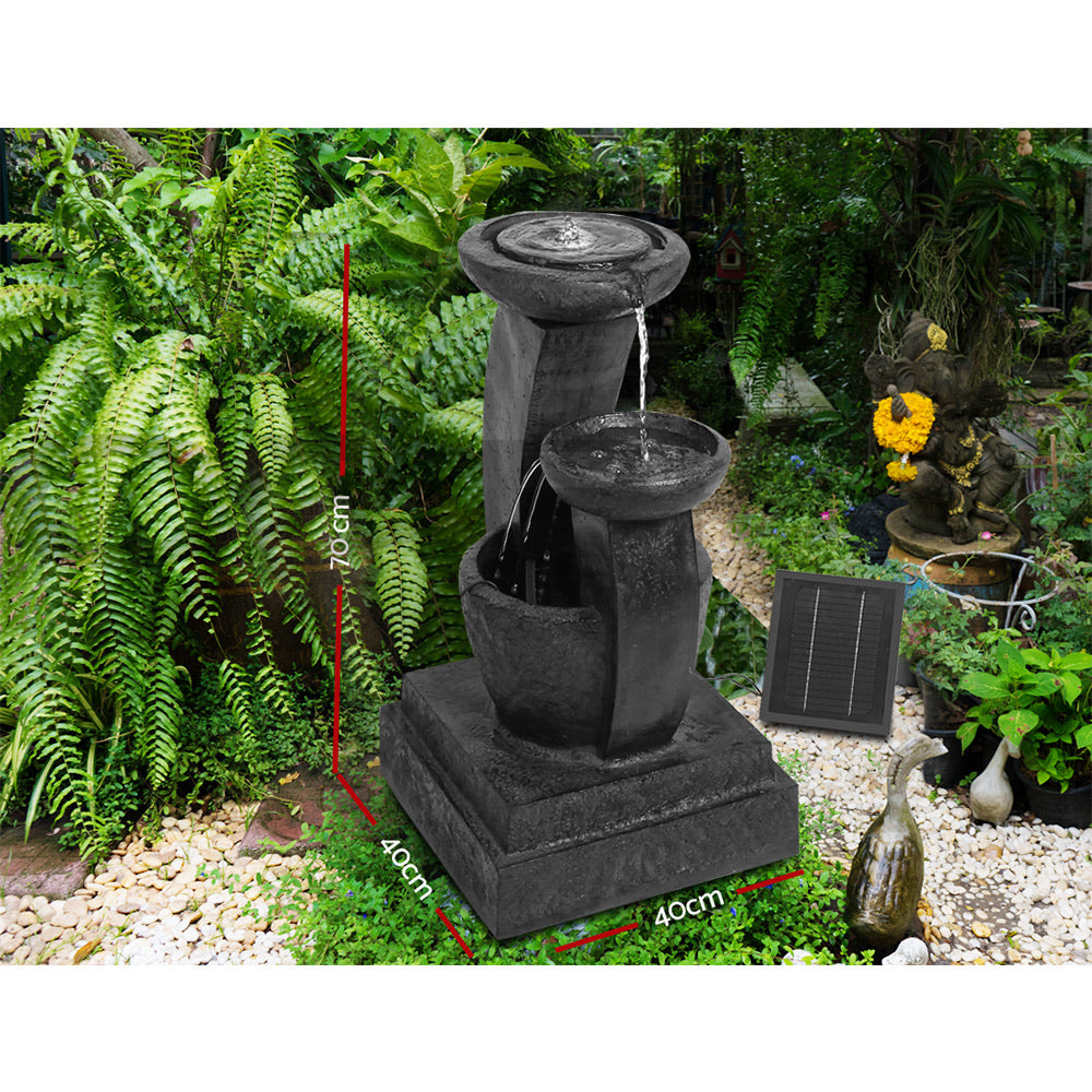 Gardeon Solar Water Feature with LED Lights 3 Tiers 70cm