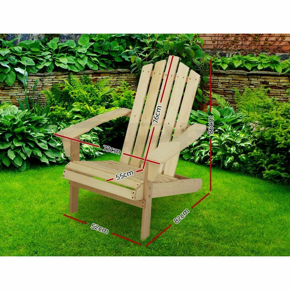 Gardeon Adirondack Outdoor Chairs Wooden Beach Chair Patio Furniture Garden Natural