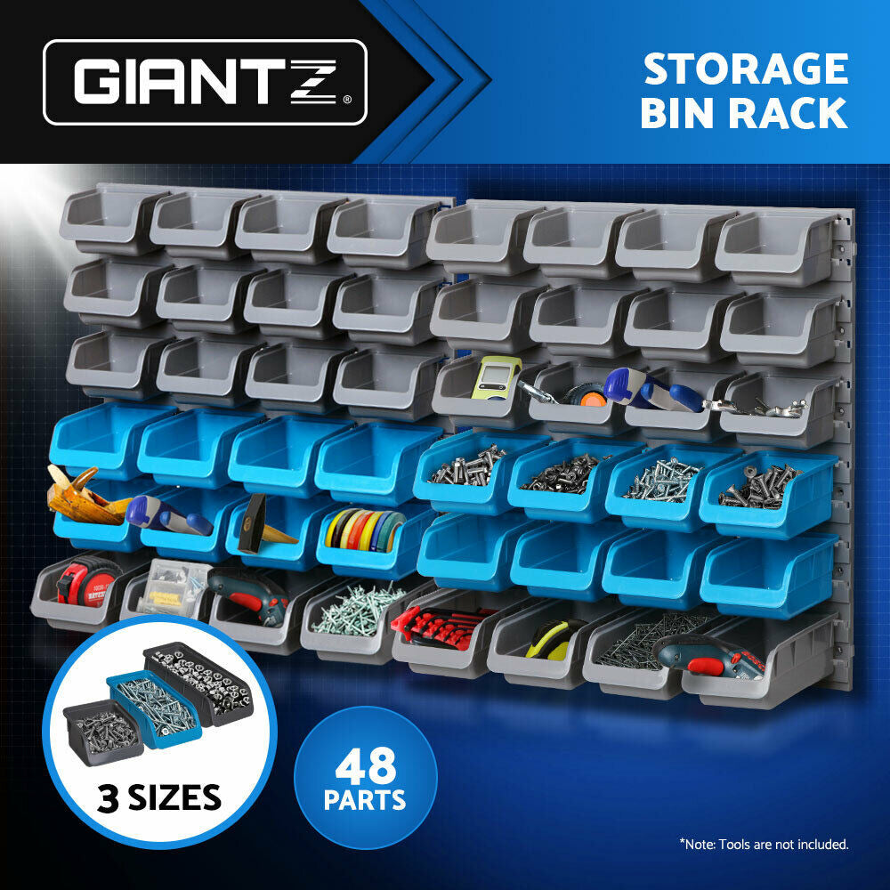 Giantz 48 Storage Bin Rack Wall Mounted Steel Board