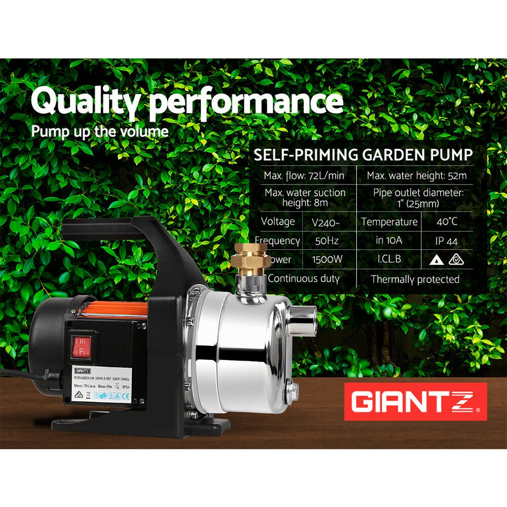 Giantz Garden Pump 1500W Water High Pressure Stage Tank Rain Farm Irrigation