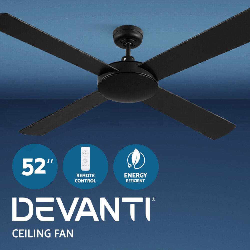 Devanti 52'' Ceiling Fan Wooden Blades Fans with Remote Control Timer 1300mm