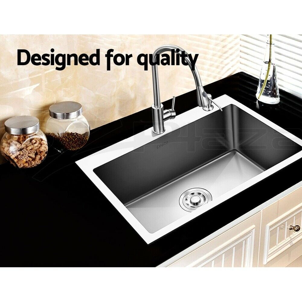 Cefito 60cm x 45cm Stainless Steel Kitchen Sink Flush/Drop-in Mount Silver