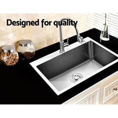 Cefito 60cm x 45cm Stainless Steel Kitchen Sink Flush/Drop-in Mount Silver