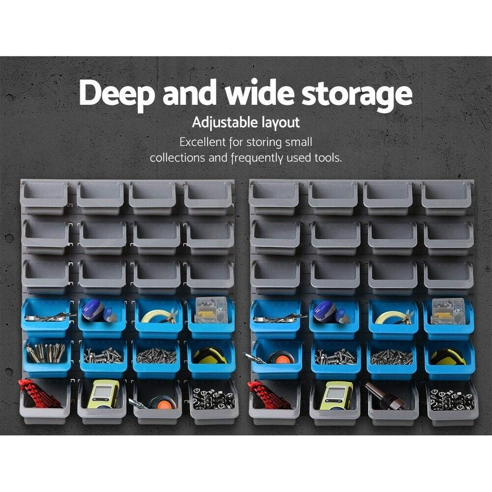 Giantz 48 Storage Bin Rack Wall Mounted Steel Board