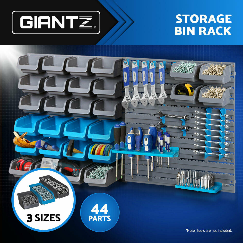 Giantz 44 Storage Bin Rack Wall Mounted Peg Board