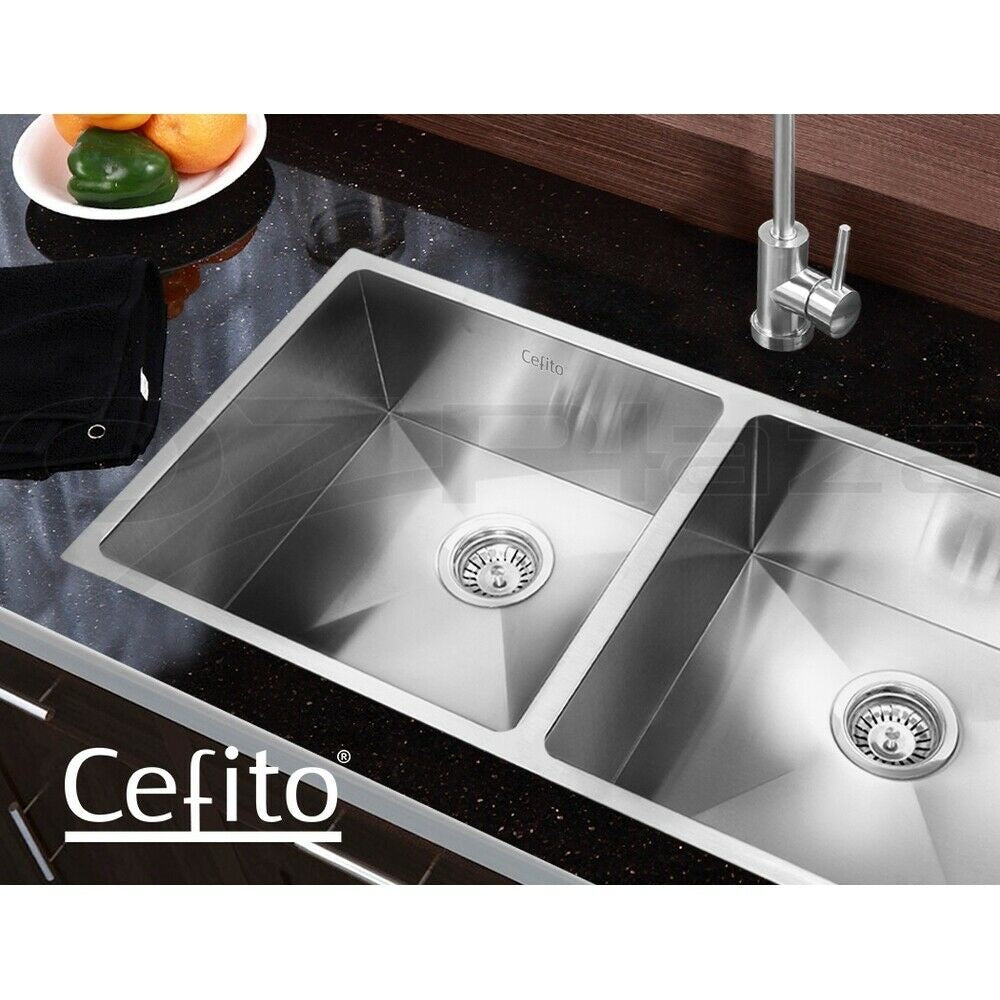 Cefito Kitchen Sink 86X44CM Stainless Steel Basin Double Bowl Laundry Silver