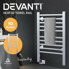 Devanti Heated Towel Rail Rack Bathroom Aluminum Electric Rails Warmer Clothes