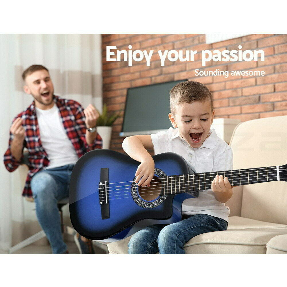 Alpha 34 Inch Classical Guitar Wooden Body Nylon String Beginner Kids Gift Blue