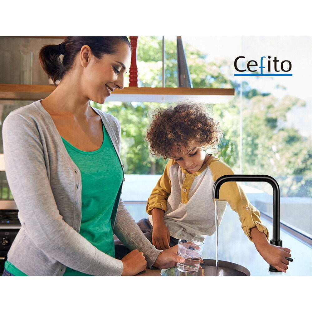 Cefito Kitchen Mixer Tap Mixer Rectangle Sink Faucet Basin Laundry Black